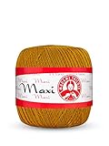 Maxi Madame Tricote Paris 100% Mercerized Cotton Yarn for Crochet and Knitting. NE 10/3 Nm 17/3 Suitable for All Crochet Techniques- Color Number 6340 Size No. 5. Golden Yellow (Pantone 15-0953)