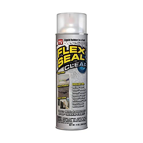 Flex Seal, 14 oz, Clear, Stop Leaks Instantly, Transparent Waterproof Rubber Spray On Sealant Coating, Perfect for Gutters, Wood, RV, Campers, Roof Repair, Skylights, Windows, and More