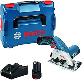 Bosch Professional 12V System Cordless Circular Saw GKS 12V-26 (incl. Hex key, Parallel guide/guide rail adapter, 1x circular saw blade, charger GAL 12V-40, 2x battery GBA 12V 2.0Ah, in L-BOXX 136)
