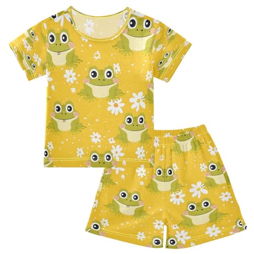 senya Short Sleeve Pajamas Sets Summer Cotton Sleepwear Green Frogs White Frog