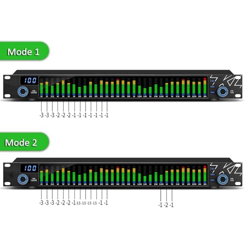 Ecualizador gráfico digital con LED de 31 bandas, pantalla de espectro, 10 preajustes guardables y ajustes independientes (graves/medios/agudos), reducción de ruido, para estudio de grabación, negro miniatura 7