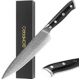Qomparo Neu Profi Damastmesser 20cm-Klinge 67 Lagen VG-10 Damaststahl mit ergonomischem G-10 Griff...