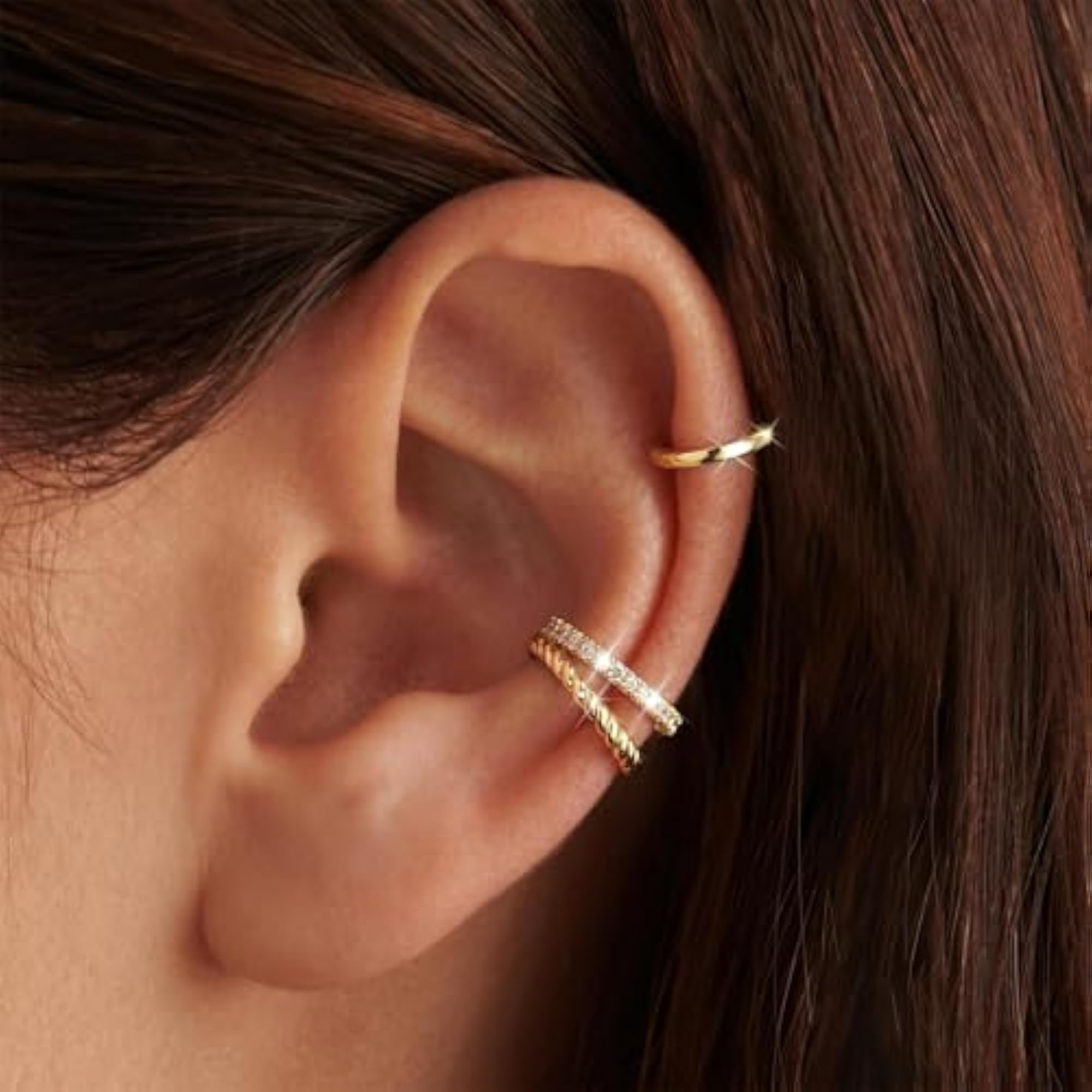 Women's Crystal Ear Cuff Earrings, Non-Piercing Clip-On