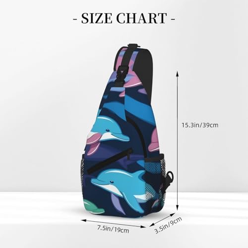 Dolphin Printing Cross Chest Bag Diagonally Sling Backpack Crossbody Shoulder Bags Sling Travel Hiking Daypack3