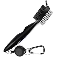 Golf Club Cleaning Brush and Groove Cleaner with Retractable Clip, Extends 2 ft Brass, Ergonomic Design, Easily Attaches to Golf Bag