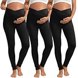 Sweetyweee 3 Pack Women's Maternity Pant Over The Belly Pregnancy Lounge Pant Lightweight Casual Loose Soft Pajama Clothes(Black, Black, Black,Medium)