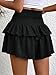 SHENHE Women's Summer High Waist Smocked Ruffle Skirt Skort Layered Flowy Shorts Skort Black XX-Small