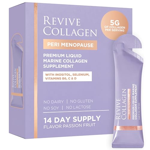 Revive Collagen Perimenopause - 5g Hydrolyzed Marine Collagen Drink for Women Inositol Selenium Vitamin B6 C & D Supports Skin Wellness & Daily Energy Passionfruit Flavour 14 Packets
