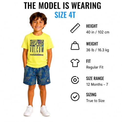 Image of Volcom Baby Boys Swim Set - 2 Piece Short Sleeve Swim Shirt Graphic Tees & Board Shorts - Infant Toddler Little Boys Swimsuit
