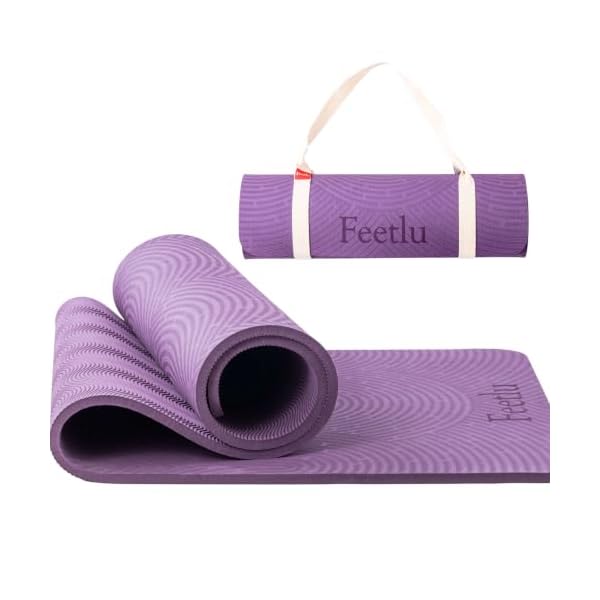 Extra Thick 12mm Exercise Mat, 74" x 26", Non-Slip with a Yoga Strap