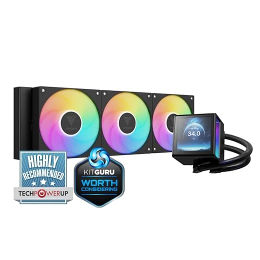 GAMDIAS 360mm AIO Liquid Cooler, 360mm Water Cooling CPU Cooler with 3.4'' LCD, Rotatable Pump, Clean Daisy-Chain Cable Management, 3x120mm PWM Fan, Intel LGA 20XX/18XX/1700, AMD AM5/AM4 CHIONE P5-360