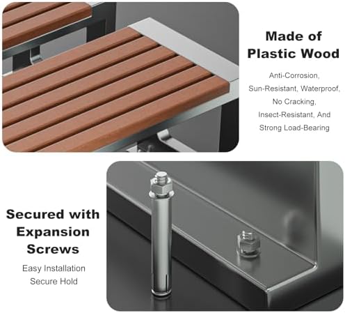 Stainless Steel Outdoor Bench, 2-3 Seater Garden Bench, Backless & Armless Design for Parks, Patios, Courtyards, Shopping Malls, Schools - Durable & Stylish (150x40x42cm)
