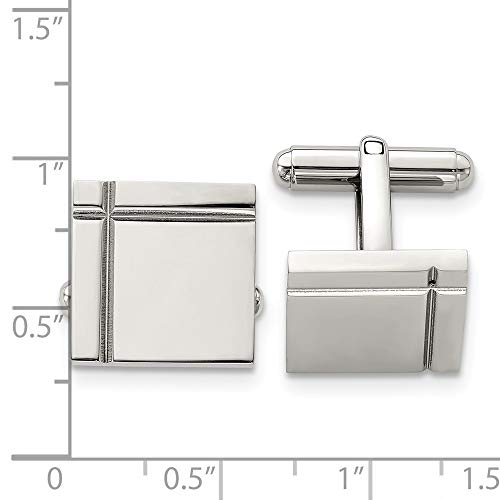 Mancuernillas para hombre acero inoxidable 16mm x 15mm miniatura 3