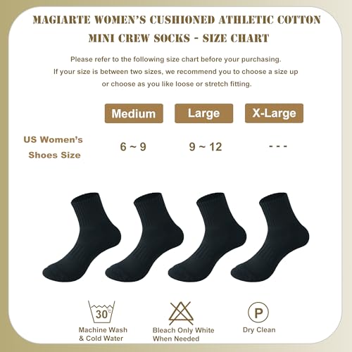 Image of MAGIARTE Womens Athletic Cotton Mini Crew Socks Thick Cushioned Running Hiking Multi Sports Socks for Women 4 Pairs