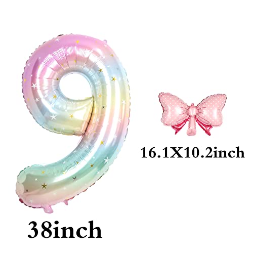 Image of Happy birthday Big Number Balloons Foil Birthday Balloon Number Balloons Happy Birthday Party Decorations Kids and Wedding Party Supplies (Pink 9)