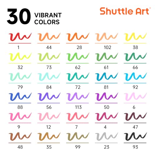 Image of Shuttle Art Dual Tip Brush Marker Pens, 30 Colors Dual Tip Calligraphy Pens Fine and Brush Tip Markers Set, Water-based Ink Perfect for Kids Adult Artist Calligraphy Journal Doodling Writing