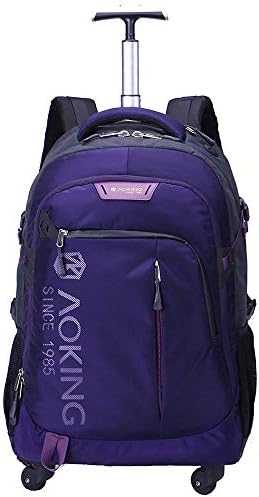 AOKING 20/22 ″ Water Resistant Rolling Wheeled Backpack Laptop Compartment Bag (22 inch, Purple)