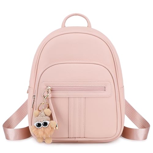 BAGOK Mini Rucksack Damen Klein – Eleganter Kunstleder Rucksack mit Steppoptik, Plüschanhänger & Quaste – Für Frauen & Mädchen im Alltag & auf Reisen(Rosa) BAGOK Mini Rucksack Damen Klein – Eleganter Kunstleder Rucksack mit Steppoptik, Plüschanhänger & Quaste – Für Frauen & Mädchen im Alltag & auf Reisen(Rosa)