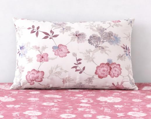 Image of DECOR2ADMIRE 300 Thread Count Premium Cotton Printed Single Bedsheet with One Pillow Covers for Home 60 Inches x 90 Inches (Blush Vine Garden, Single 60 inch x 90 inch)