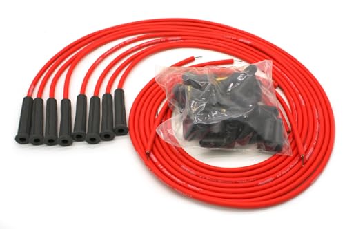 Pertronix 808480 Flame-Thrower 8mm Spark Plug Wires Set, High Performance, Universal Fit 180 Degree, 8 Cylinder, Red