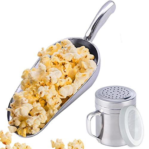 CUSINIUM Aluminium Popcorn Scoop w/Popcorn Salt Shaker with