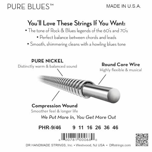 Image of DR Strings PURE BLUES Pure Nickel Electric Guitar Strings (9-46)