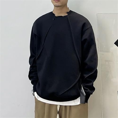 Winter Edition Trendy Solid Color Design Sense Round Neck Thickened Loose Handsome Men's Sweater2