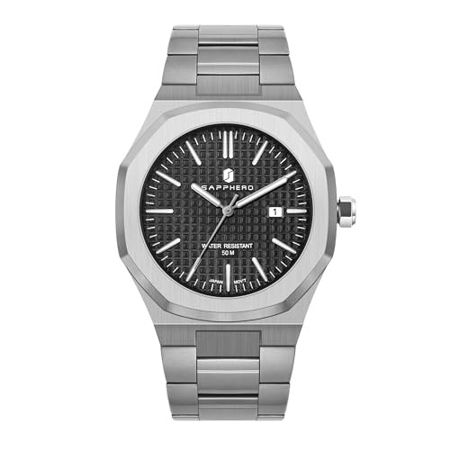 SAPPHERO Reloj Hombre Acero Inoxidable 50M Impermeable Analógico Movimiento de Cuarzo Clásico Lujo Relojes para Hombre Elegante Regalo
