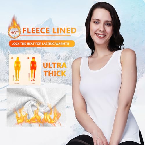 Image of FF Women's Thermal Scoop Neck Cami Tank Tops, Ultra Soft Fleece Lined Camisole, Winter Warm Underwear Top