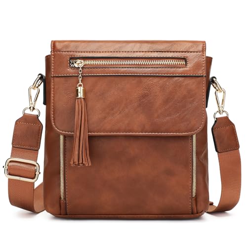 Image of UBAYMAX Leather Crossbody Purses for Women, Trendy Vegan Crossbody Bags Hobo Purses Bag Shoulder With Adjustable Guitar Strap