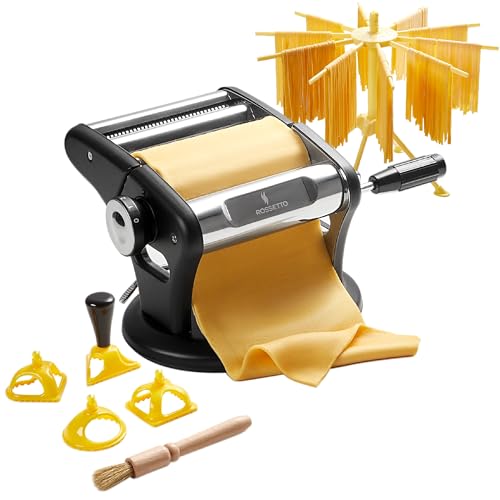 ROSSETTO Macchina per la pasta manuale con stendipasta, Ventosa – Macchina per pasta in acciaio...