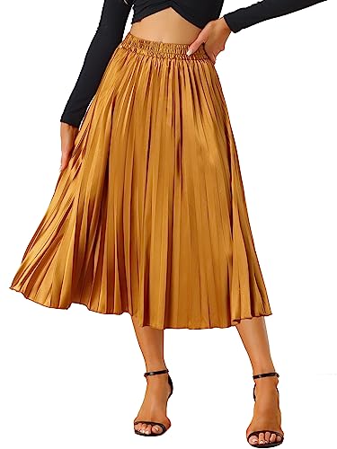 Jupe midi plissée pour femme Allegra K en tissu fluide élégant