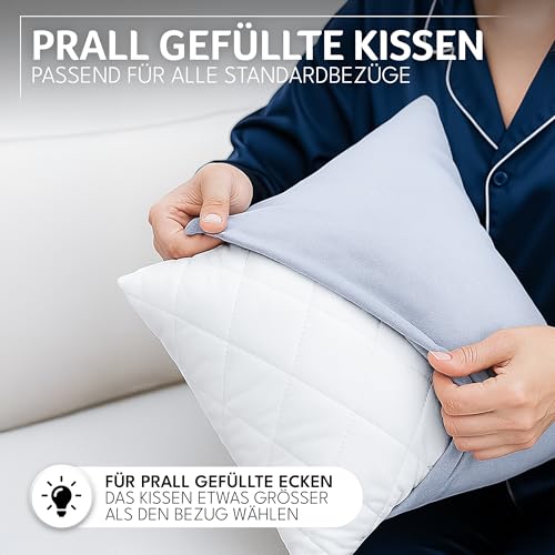 Gentle North Kopfkissen (50x75 cm groß) - 2er Set Kissen für Bett und als Dekokissen - Mit Reißverschluss für Füllung - Sofakissen - Zierkissen für Couch und Sofa - Ökotex - Waschbar bis 60° - Weiß