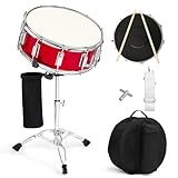 Ktaxon 14 x 5.5 inches Snare Drum Set, Marching Snare Drum Kit for Students Beginners, Comes with Stand Sticks, Key, Bag, Mute Pad and Adjustable Straps (Red)