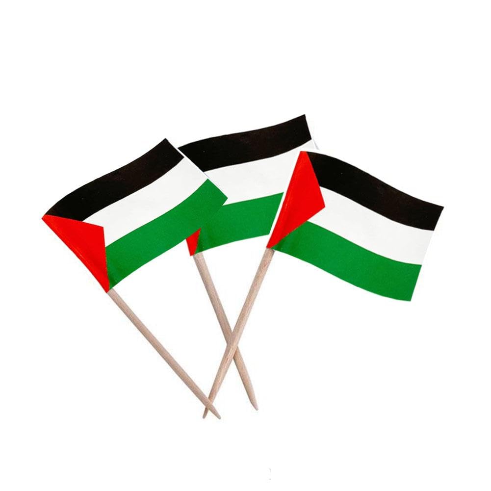 MANYUN Palestinian Flag Toothpick Palestine Flags, 100 Pcs Palestine Flag Cupcake Toppers Palestinian Independence Day Decorations, Mini Palestinian Flag Cocktail Palestinian Party Decorations