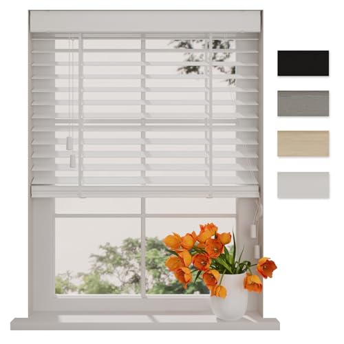 DTCH® Store vénitien en Bois de Bambou Easy - 50 mm - Blanc - 120 x 130 cm