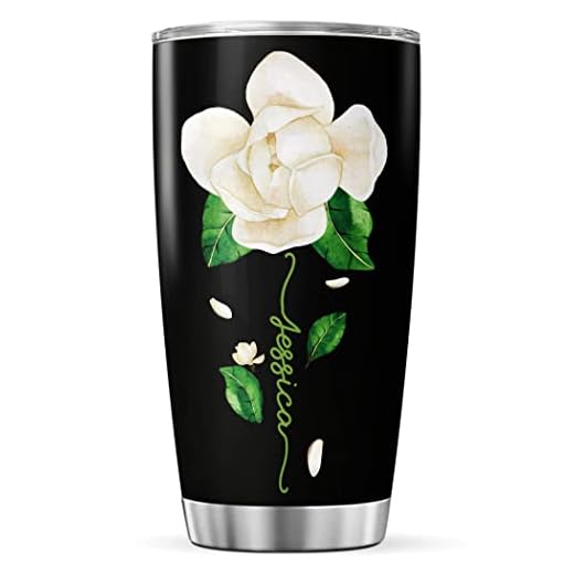 CUBICER Personalized Tumbler Magnolia Insulated Cup With Lid Customized Name Christmas Gifts For Women Flower Lover Stainless Steel Tumblers Travel Coffee Mug Birthday Accessories