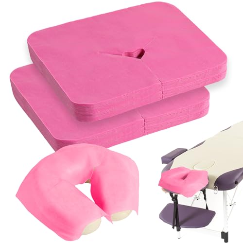 200 Pieces Disposable Face Cradle Covers Massage Headrest Covers for Massage Tables and Massage Chairs Beauty Spa Salon Bed, 11.8 x 15.7 Inches (Pink)