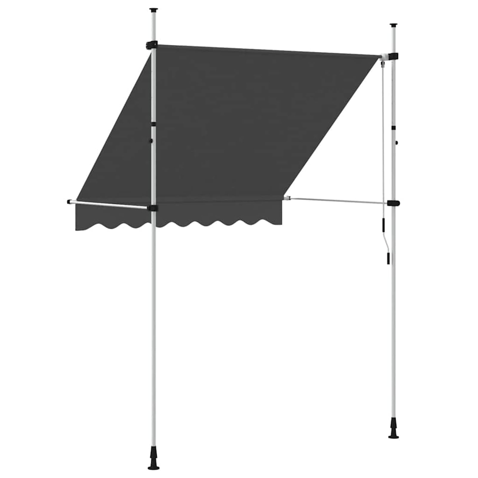 Wysuwana markiza balkonowa, obsługiwana ręcznie, 200 cm, bez wiercenia, z korbą ręczną, aluminiowa markiza odporna na promieniowanie UV, regulacja wysokości i działanie wody, ochrona przed