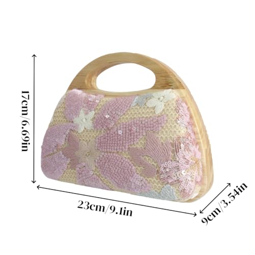 Image of UMREN Straw Clutch Handbags Women Beach Crossbody Hand-woven Summer Purse Wallet Top handle Evening Bag for Wedding Party