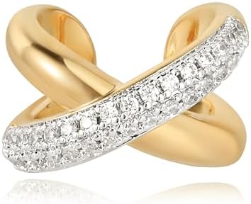 LADYGD Ear Cuff Earrings for Women 14K Gold Plated Cubic Zirconia...