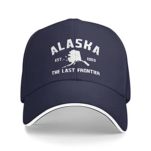 Alaska The Last Frontier Gifts for Women Men Navy Blue Men Hat Adjustable Sport Golf Baseball Cap Hats Dad Caps
