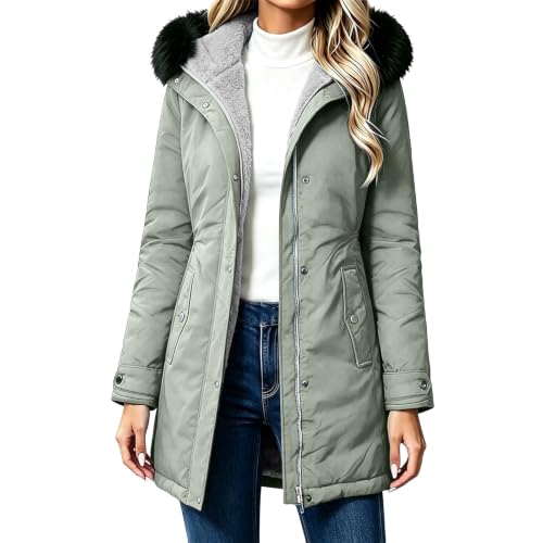 Long Puffer Coat Women Sherpa Lined Quilted Jacket with Fur Hood Winter - image 6