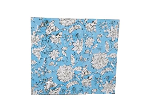 Image of Generic 3.3 Gallon Cotton Hand Block Printed Paper Waste Basket |Small Decorative Trash Can for Housewarming Gifts in Living Room, Bedroom, Bathroom | Eco-Friendly, Plastic-Free (1, SKY WHITE FLOWAR)