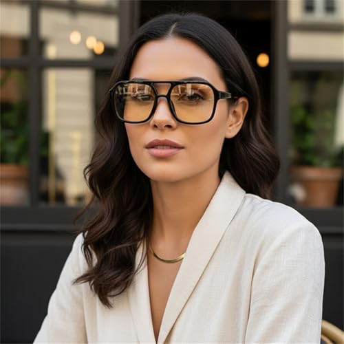 Image of Retro 70s Square Aviator Sunglasses Women Men Vintage Rectangle Sunglasses Flat Frame Trendy Shades