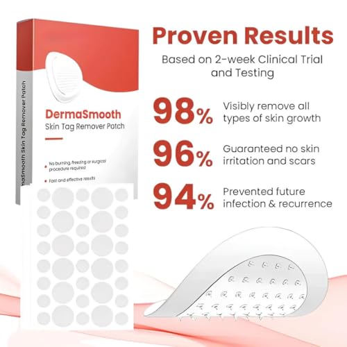 Image of Derma Smooth Skin Tag Removal Patches - 144 Patches | Gentle & Effective Skin Tag Remover for All Skin Types | Easy & Pain-Free Application