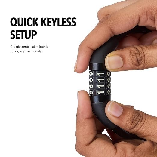 Image of PRO365 Premium Anti-Theft 4 Digit Fixed Combination Cycle Lock | 1 Year Warranty | 12 MM Steel Cable with PVC Coating | Universal Lock Code Provided | Bicycle, Helmet, Luggage & More