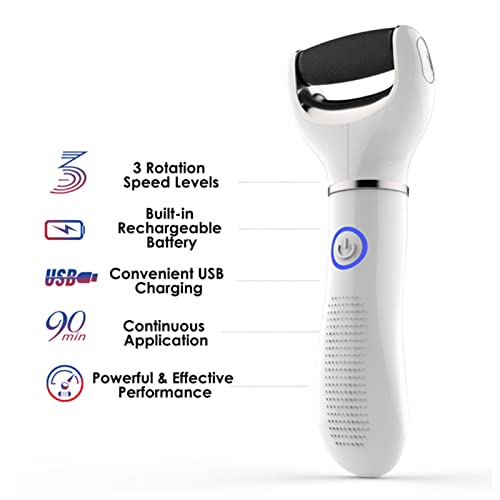 Removedor de calos para pés, recarregável, ferramenta de pedicure com 6 cabeças, 3 velocidades para