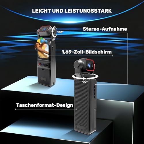 Baobylon Nouvelle Version Camera Vlog 4K, Caméras Pieton, Digital et Petite, Caméras Corporelles Vlog avec Stabilisation à 6 Axes, Pocket Body Cam, Mini Camera Sport pour Sport, Vélo, Voyage – Image 5