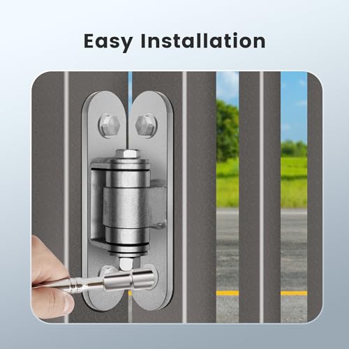 Image of Eatra Large, Heavy Duty Gate Hinges with Sealed Bearings and 8 Screws, Adjustable Yoke Pivot, Suitable for Large Driveway Gates Up to 1100 Pounds, Two Pack, Carbon Black (2pcs Silver)
